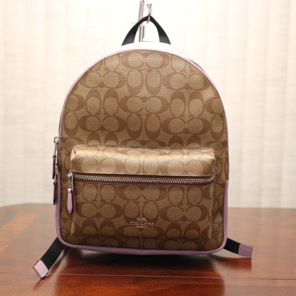 Coach Medium Charlie Backpack, Lilac/Silver